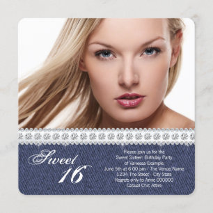 Invitation Parti Denim et Diamond Sweet sixteen