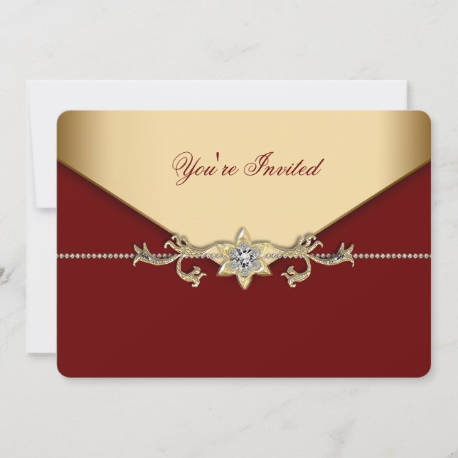 Invitation Parti d'entreprise rouge et or (Devant)