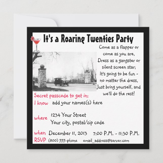 Invitation Parti des années 20 (Devant)