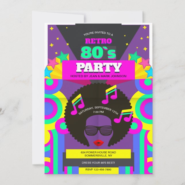Invitation Parti des années 80 (Devant)