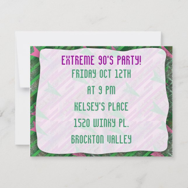Invitation Parti des années 90 totalement extrême (Devant)