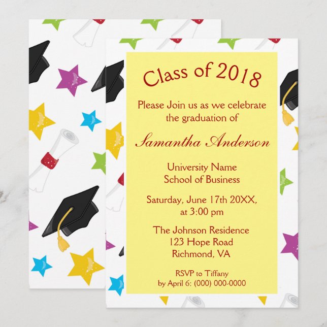 Invitation Parti des diplômés (Devant / Derrière)
