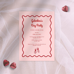 Invitation Parti des Galentines roses et rouges