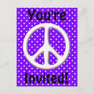 Invitation Parti des signes de paix dans le violet