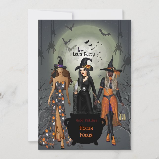 Invitation Parti des sorcières éffrayantes d'Halloween (Devant)