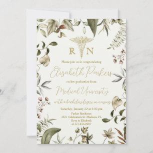 Invitation Parti d'études en soins infirmiers fleurs sauvages