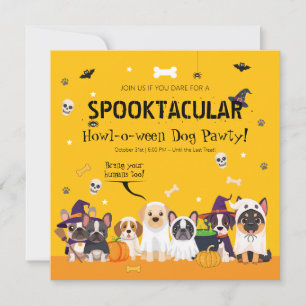 Invitation Parti d'Halloween du chien mignon   Costume animal