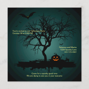 Invitation Parti d'Halloween du Grunge Vert Éffrayant
