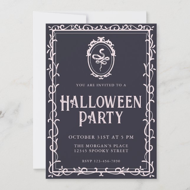 Invitation Parti d'Halloween du Serpent à Frame Victorien (Devant)