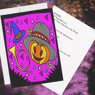 Invitation Parti d'Halloween Jack OLantern et Bugle Purple