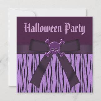Invitation Parti d'Halloween Poster de animal et crâne pourpr