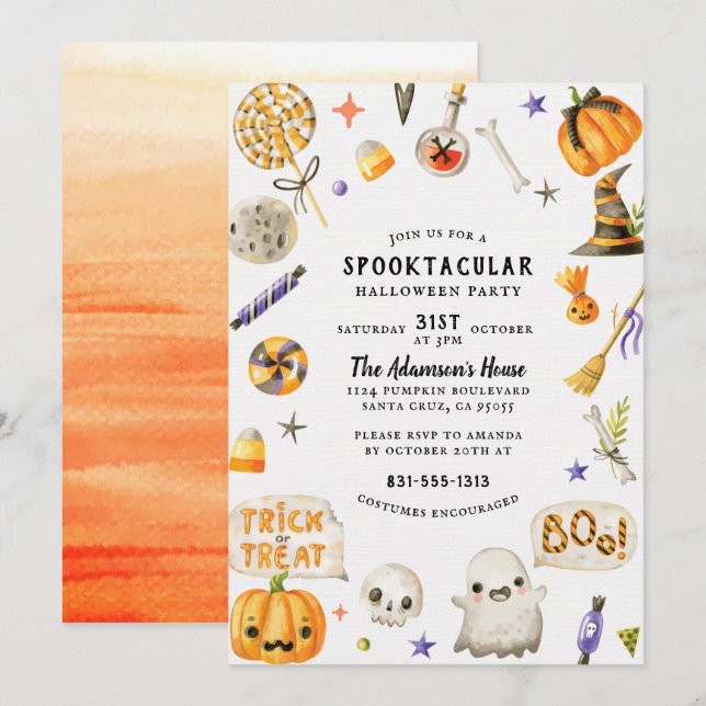 Invitation Parti d'Halloween sclérosé| Script rustique mou (Devant / Derrière)