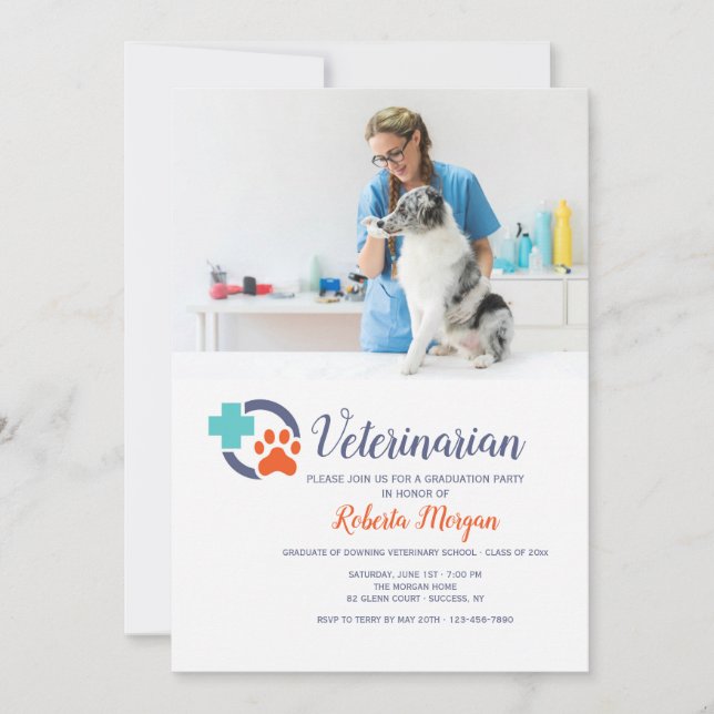 Invitation Parti d'obtention d'un diplôme de Vétérinaire de l (Devant)