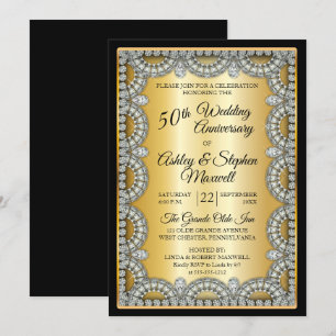 Invitation Parti du 50e anniversaire de l'or et du diamant Ma