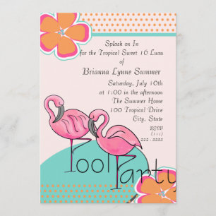 Invitation Parti du Flamant rose tropical Luau