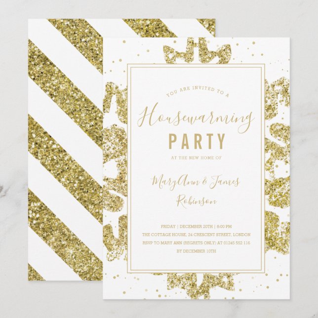 Invitation Parti du réchauffement du foyer | Parties scintill (Devant / Derrière)