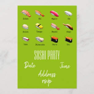 Invitation Parti du sushi Wasabi