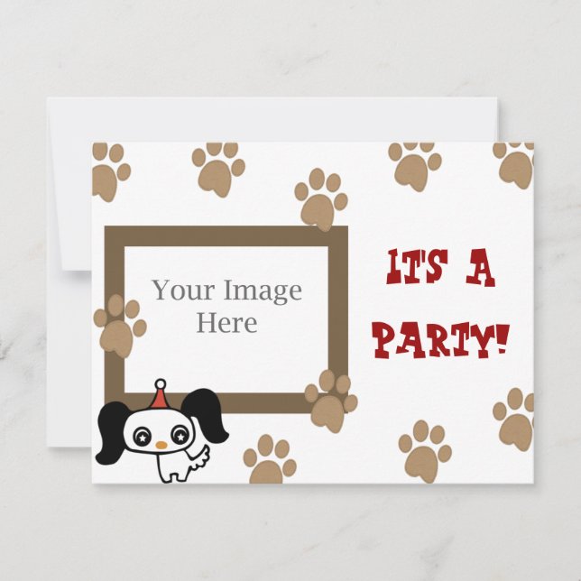 Invitation Parti Empreinte de patte des chiots (Devant)