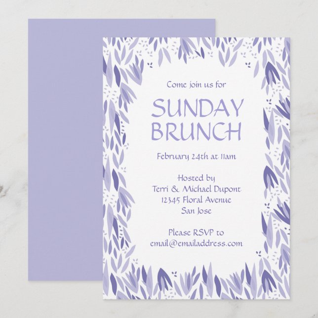Invitation Parti Feuille du Brunch de Brunch (Devant / Derrière)