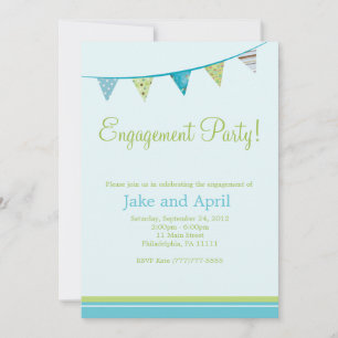 Invitation Parti Flags Engagement Party - Blue