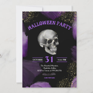 Invitation Parti Halloween  Parties scintillant d'or pourpre 
