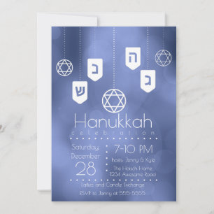 Invitation Parti Hanoukka Dreidels