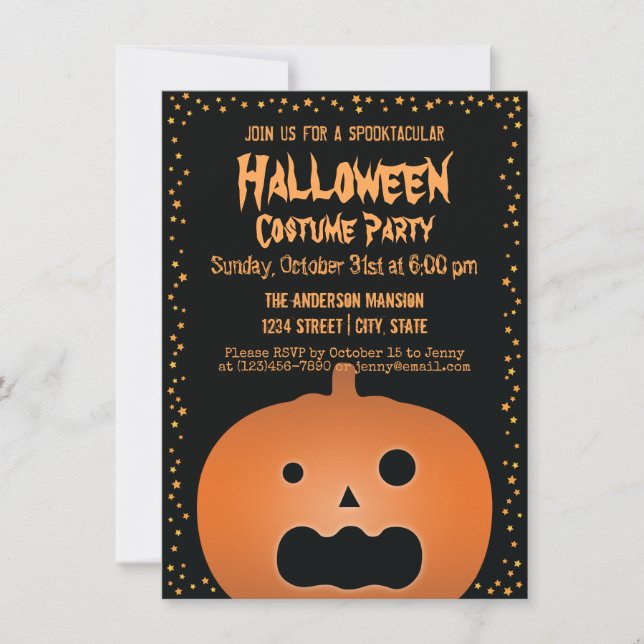 Invitation Parti Haunted Jack-o'-lantern Citrouille Halloween (Devant)