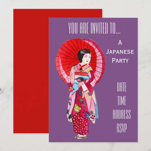 Invitation Parti japonais du Japon (Devant / Derrière)
