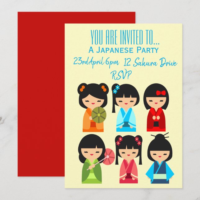 Invitation Parti japonais sur le thème du Japon (Devant / Derrière)