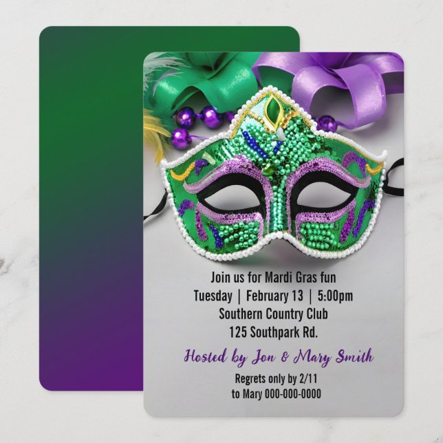 Invitation Parti Mardi Gras (Devant / Derrière)
