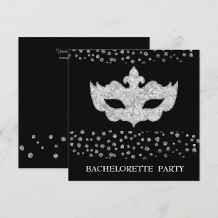 INVITATION PARTI MASQUÉRADE BLACK GREY LEOPARD BACHELORETTE