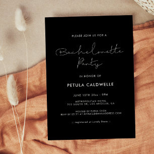Invitation Parti minimaliste de Bachelorette manuscrit
