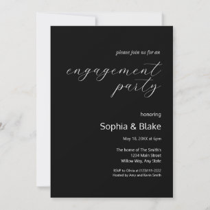 Invitation Parti minimaliste moderne Black and White Engageme