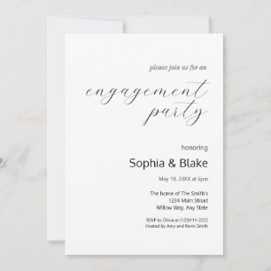 Invitation Parti minimaliste moderne Black and White Engageme