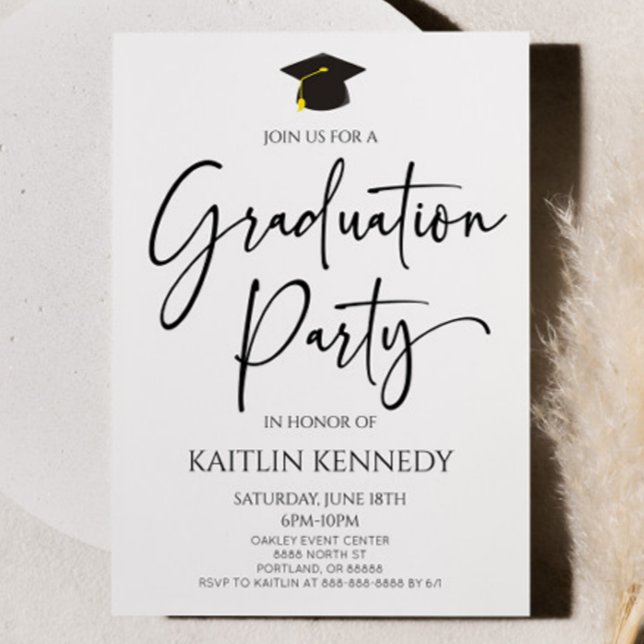 Invitation Parti minimaliste moderne élégante Graduation (Créateur téléchargé)