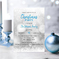 PARTI NOËL Bleu Flambeau de neige en argent