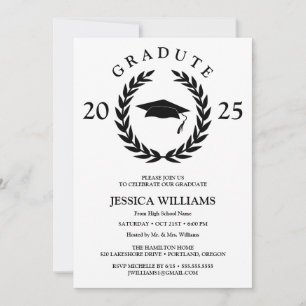 Invitation Parti officiel personnalisé Laurel Wreath Graduati