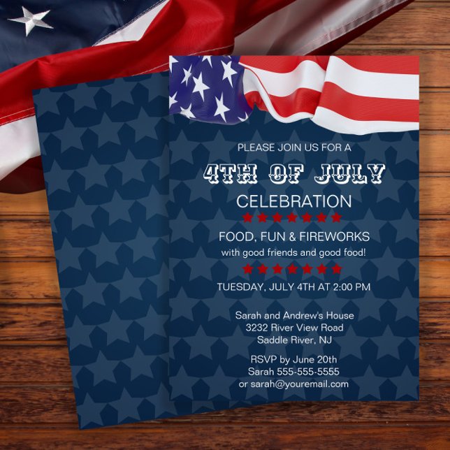 Invitation Parti patriotique américain du drapeau 4 juillet (Créateur téléchargé)