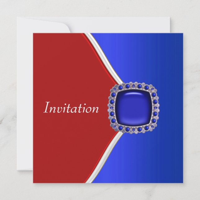 Invitation Parti patriotique rouge blanc et bleu (Devant)