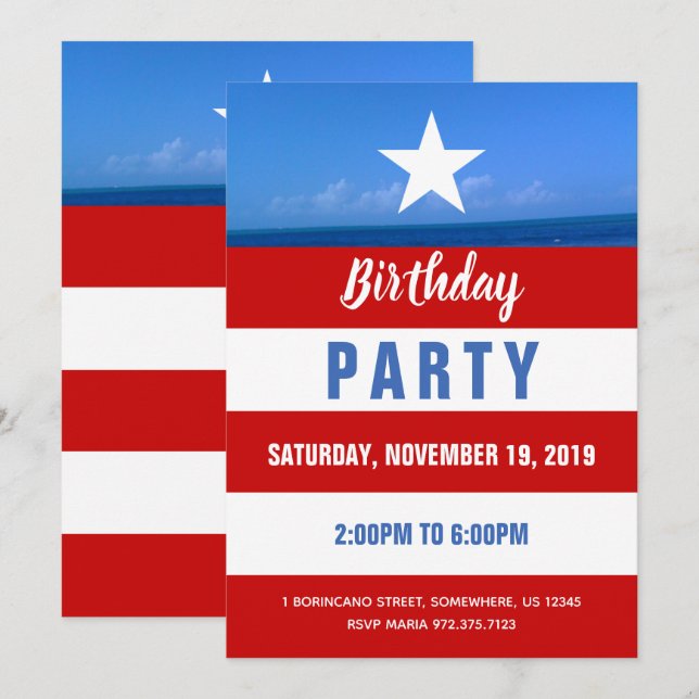 Invitation Parti Porto Rico (Devant / Derrière)