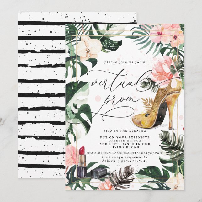 Invitation Parti Prom virtuel | Monstère tropicale exotique (Devant / Derrière)