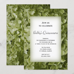 Invitation Parti Quinceanera de fleurs d'Hydrangée verte