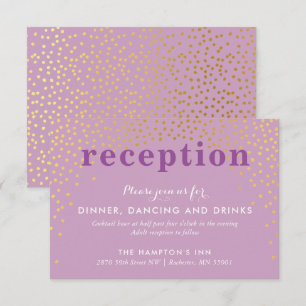 Invitation PARTI RÉCEPTION Confet d'or rustique chic violet