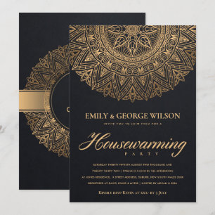 INVITATION PARTI RÉCHAUFFANT BLACK OR ORNATE MANDALA