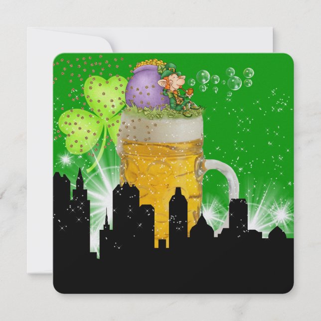Invitation Parti révisé en style - Fête de la Saint-Patrick - (Devant)