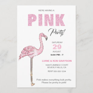 Invitation Parti rose Flamant rose