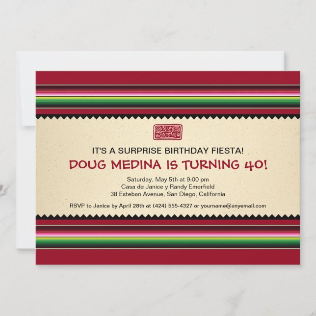 Invitation Parti Serape mexicain - Horizontal (Devant)
