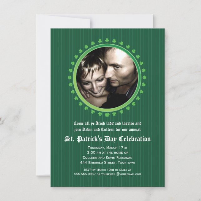 Invitation Parti shamrock Jour de la Saint Patrick double hub (Devant)