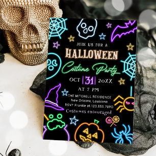 Invitation Parti Spooktaculaire Neon Glow Dark Halloween Part