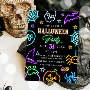 Invitation Parti Spooktaculaire Neon Glow Halloween Parti